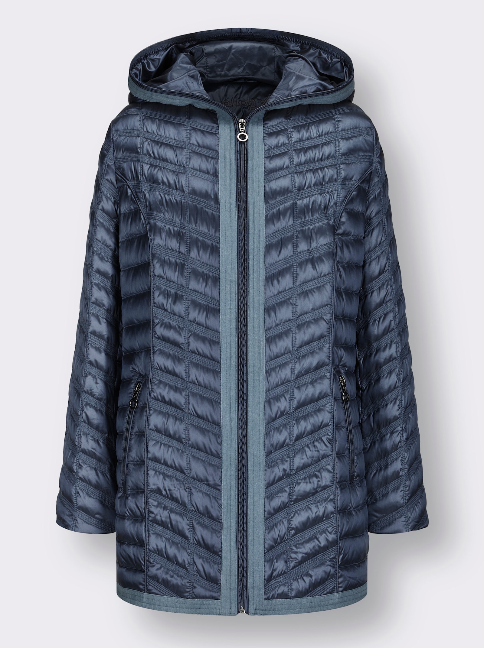 Steppjacke mit Details in Jeans-Optik - rauchblau