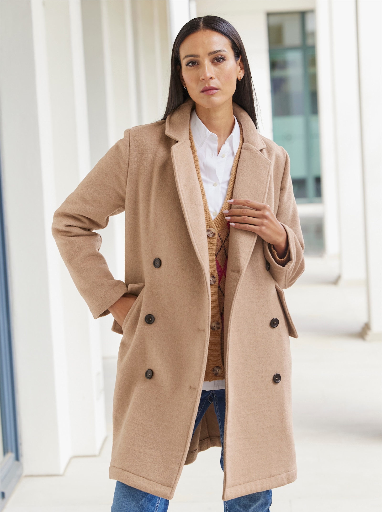 heine Kurzmantel mit Steppweste, einzeln tragbar - camel