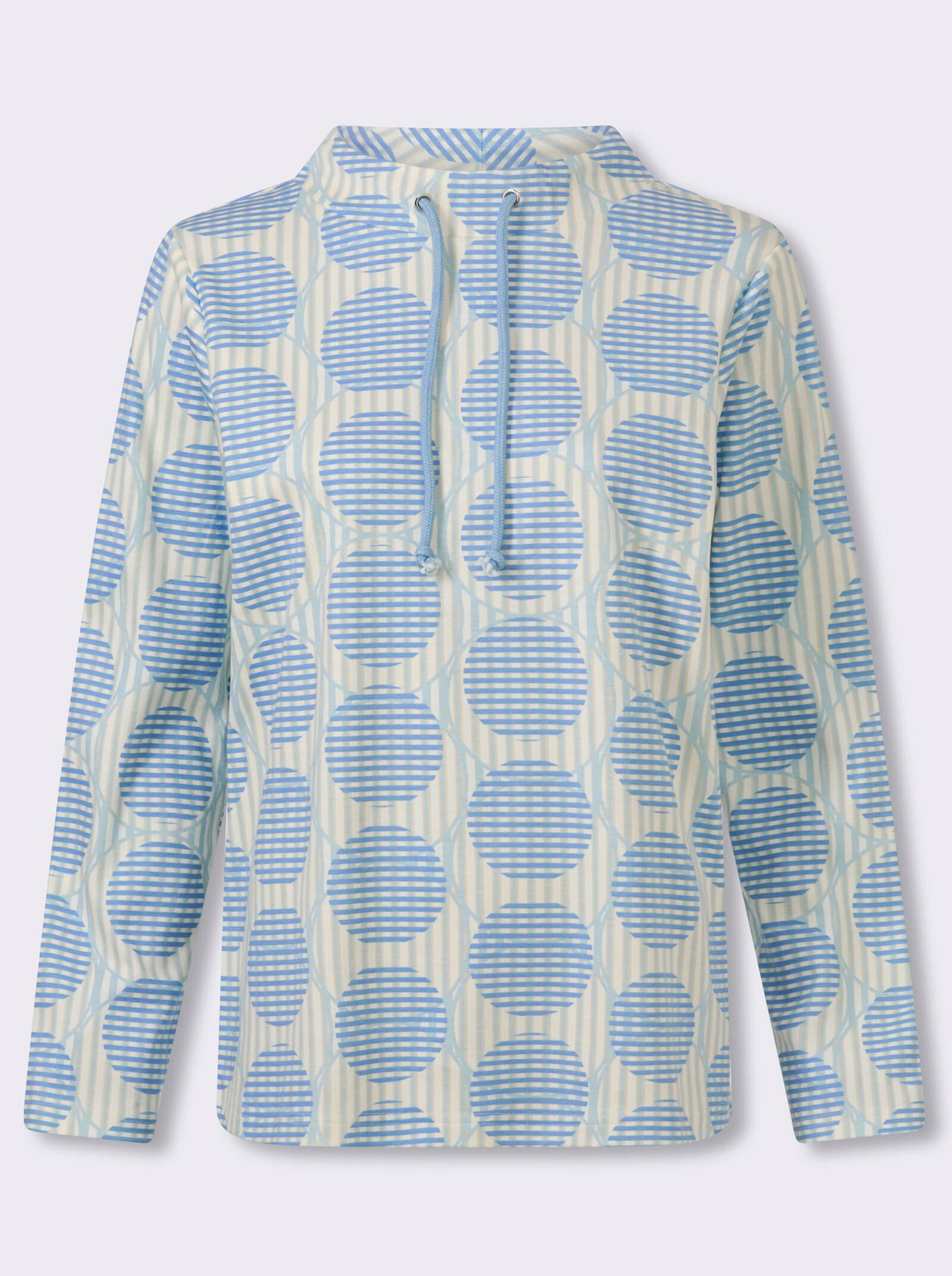 Sweatshirt mit Stehkragen - hellblau-himmelblau-bedruckt