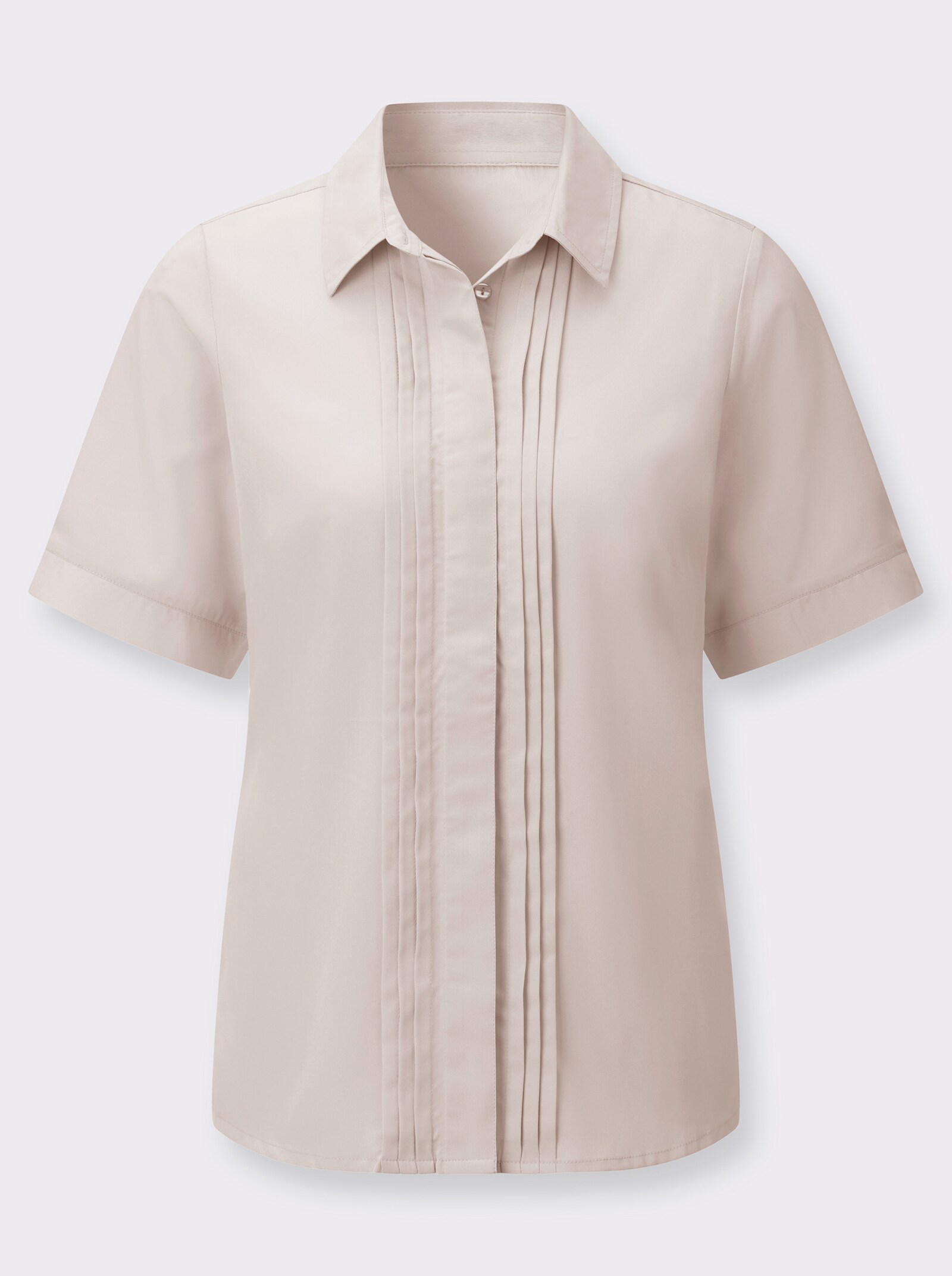 Blouse met korte mouw en sierbiezen - lichtgrijs