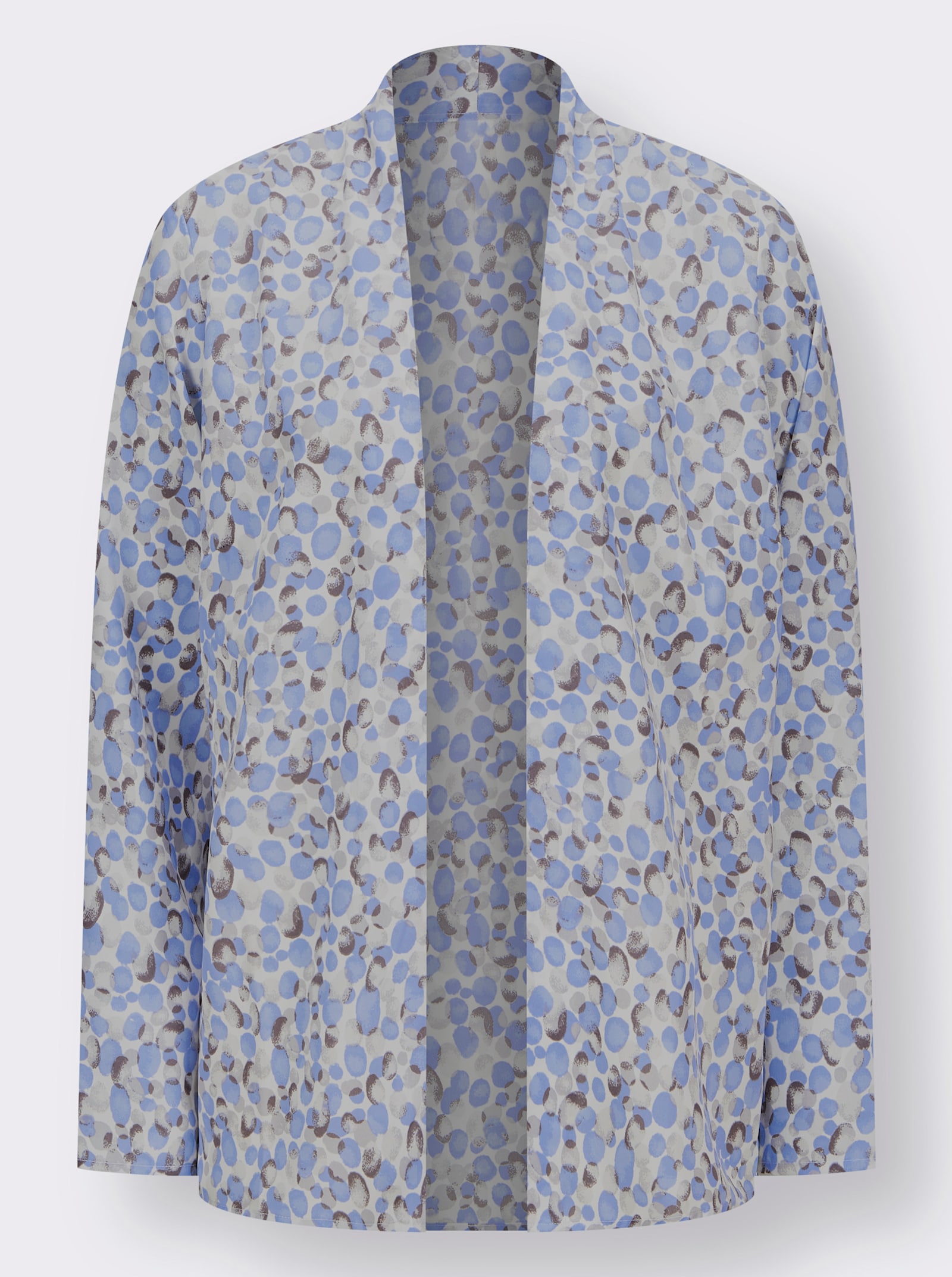 Blusenjacke in offener Form - eisblau-steingrau-bedruckt