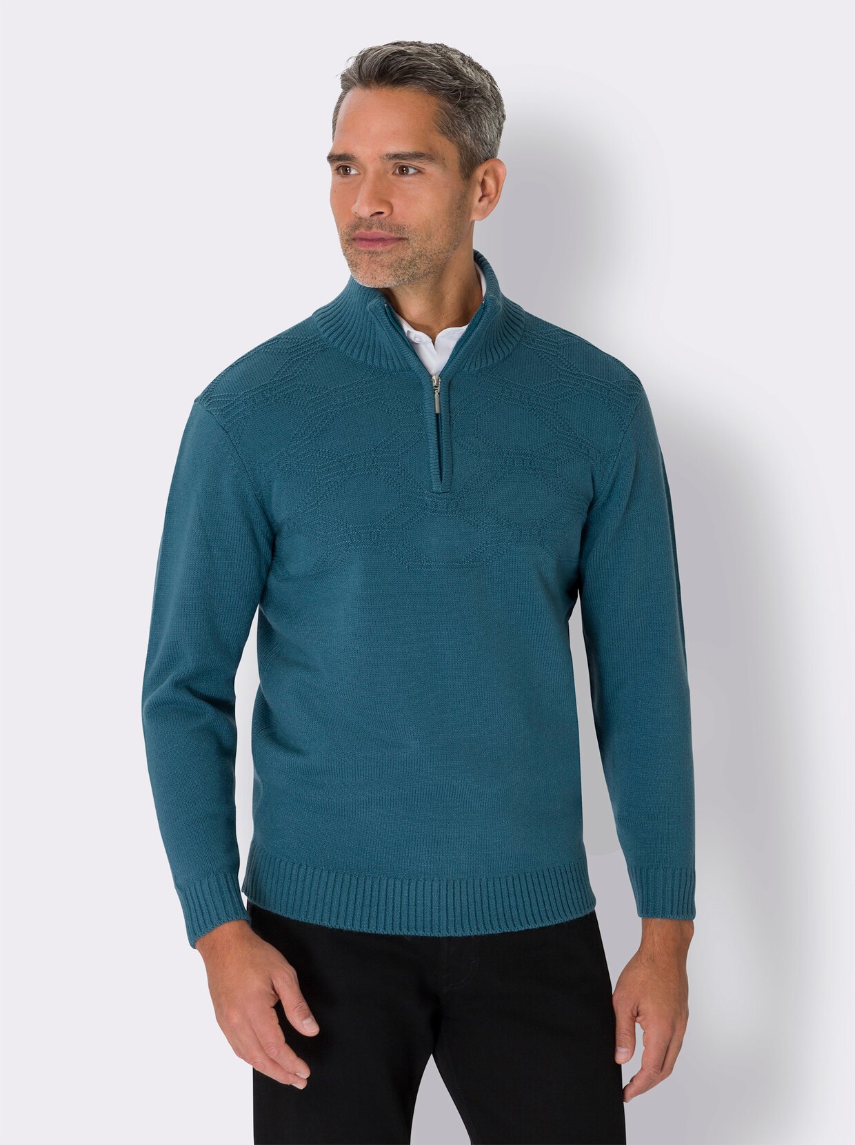 Pullover met opstaande kraag - topaas