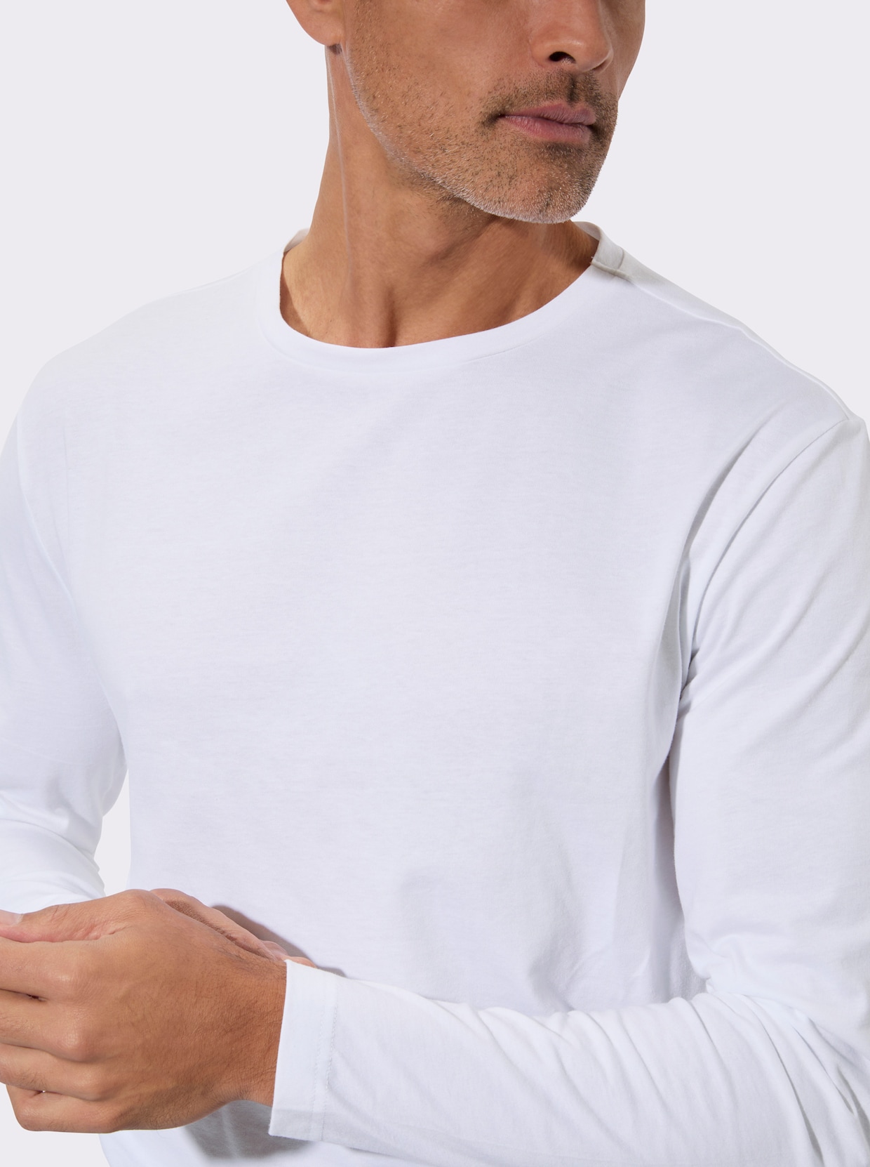 Tričko s dlouhým rukávem z čisté bavlny - bílá