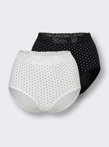 wäschepur Taillenslip mit Spitze - schwarz-bedruckt + weiß-bedruckt