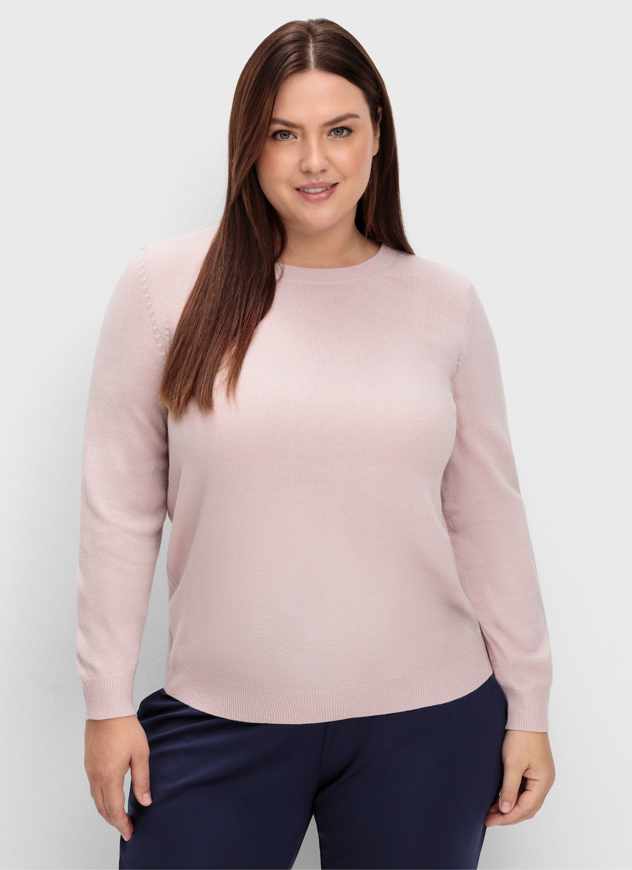 Rundhalspullover in Form gestrickt, wärmend - rosé