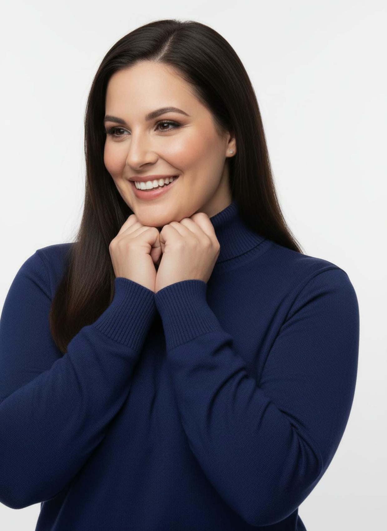 Rollkragenpullover aus Feinstrick - royalblau