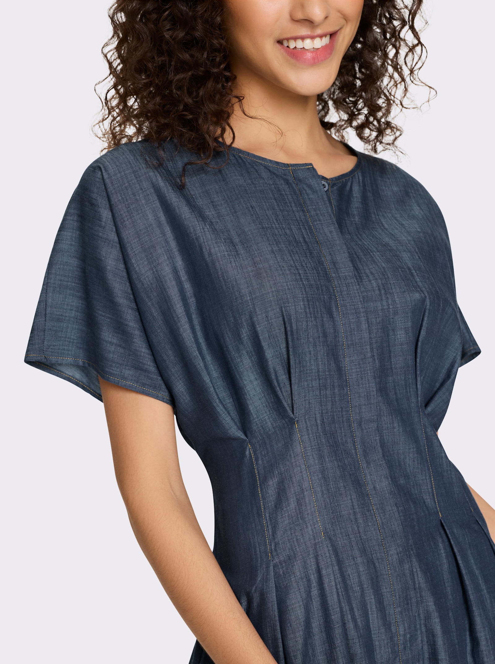 heine Vrijetijdsjurk met geaccentueerde taille - rookblauw gemêleerd