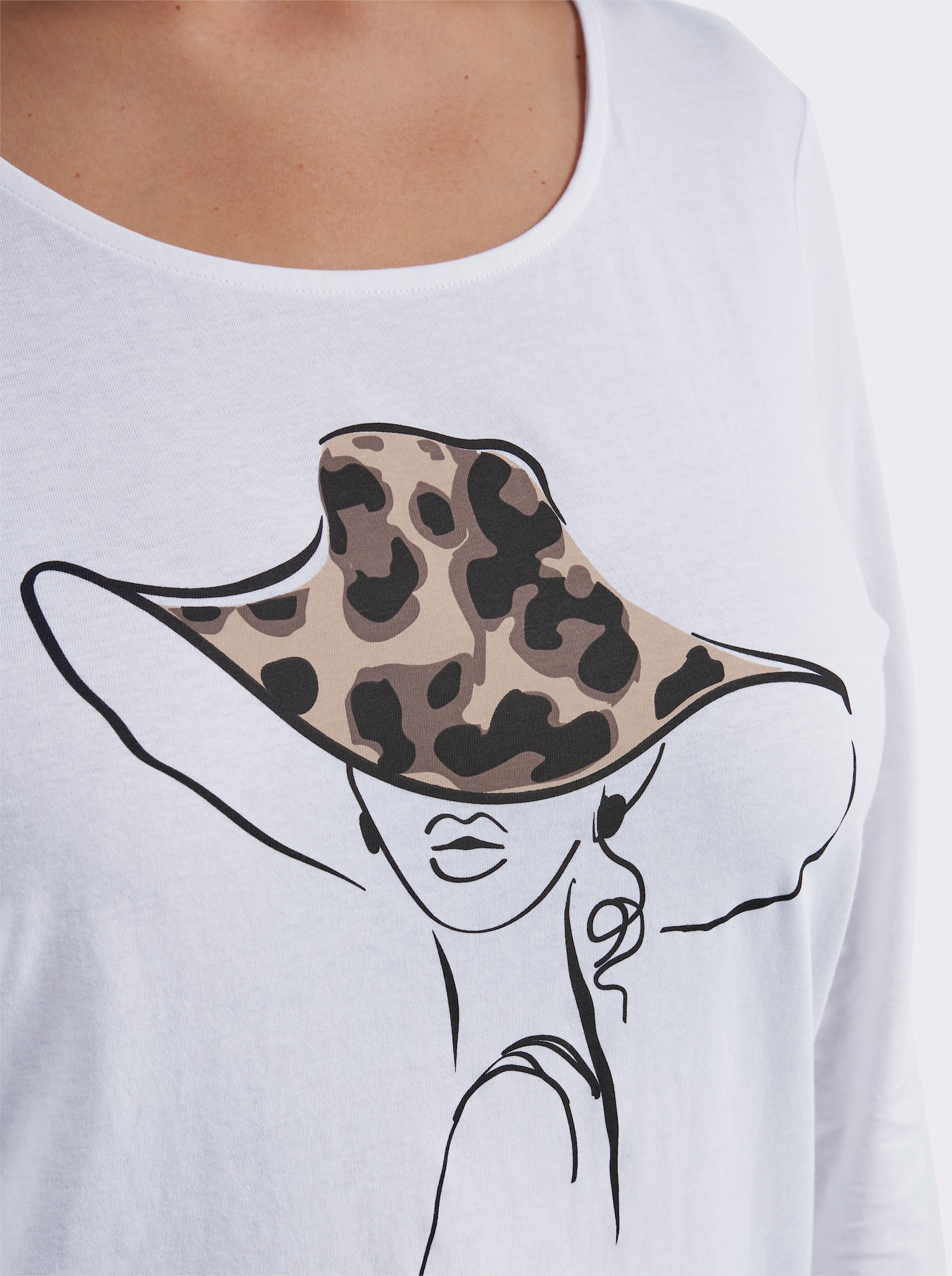 Langarmshirt mit Druck vorne - ecru