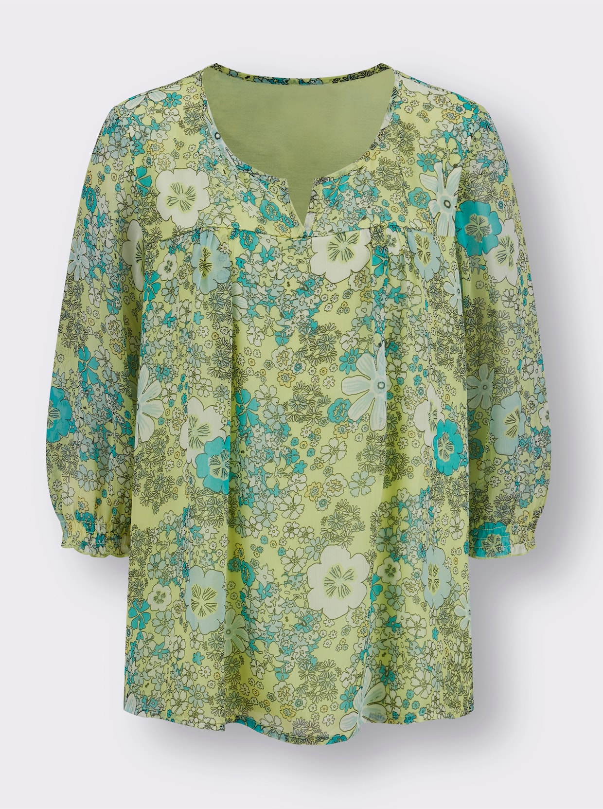 Blus med tryck - pistasch-mint-med tryck