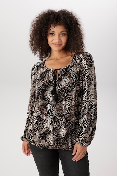Aniston PLUS Langarmshirt - schwarz-weiß-beige-natur