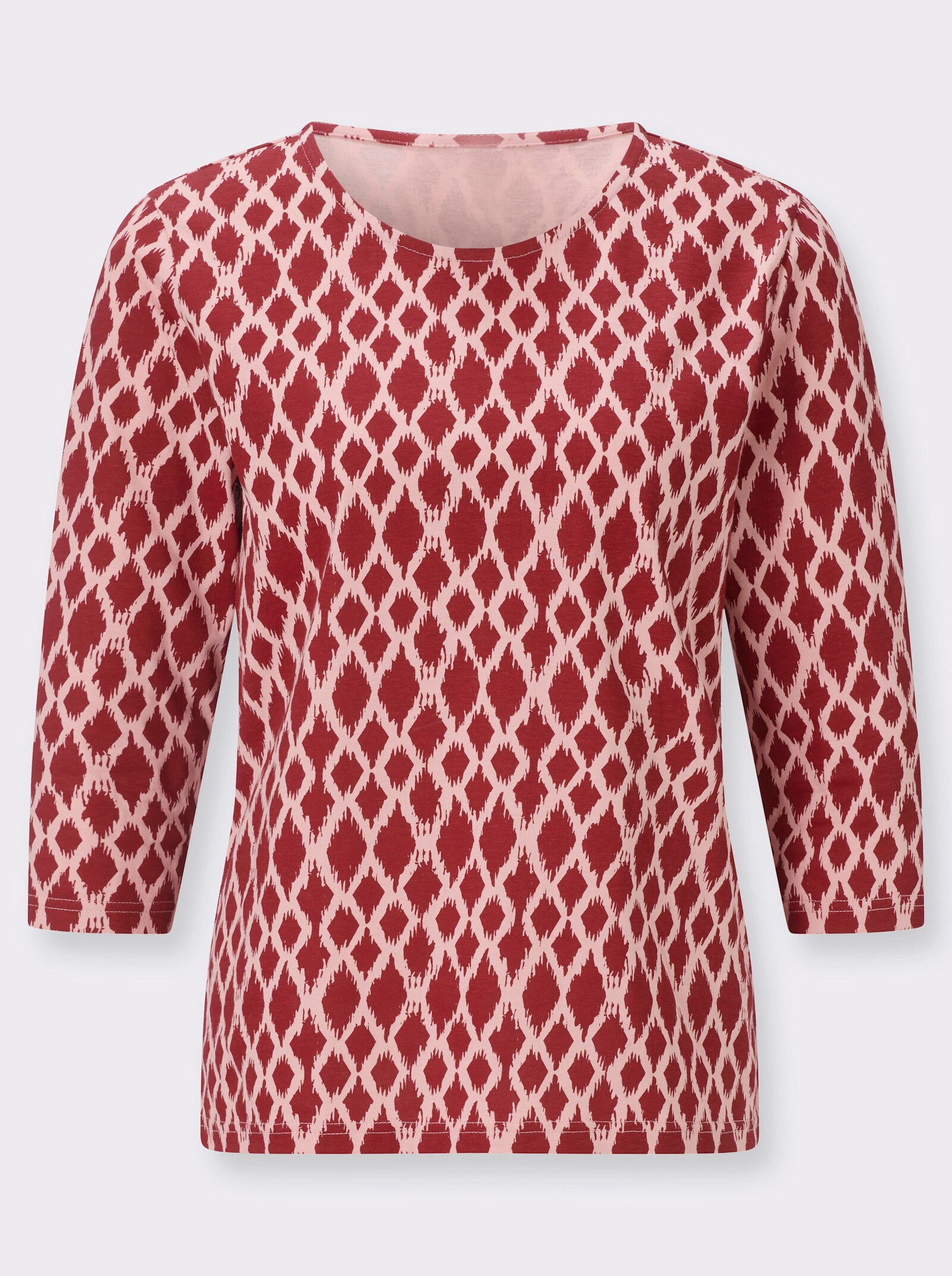  3/4-Arm-Shirt mit modischem Druckmuster - kirsche-rosenquarz-bedruckt
