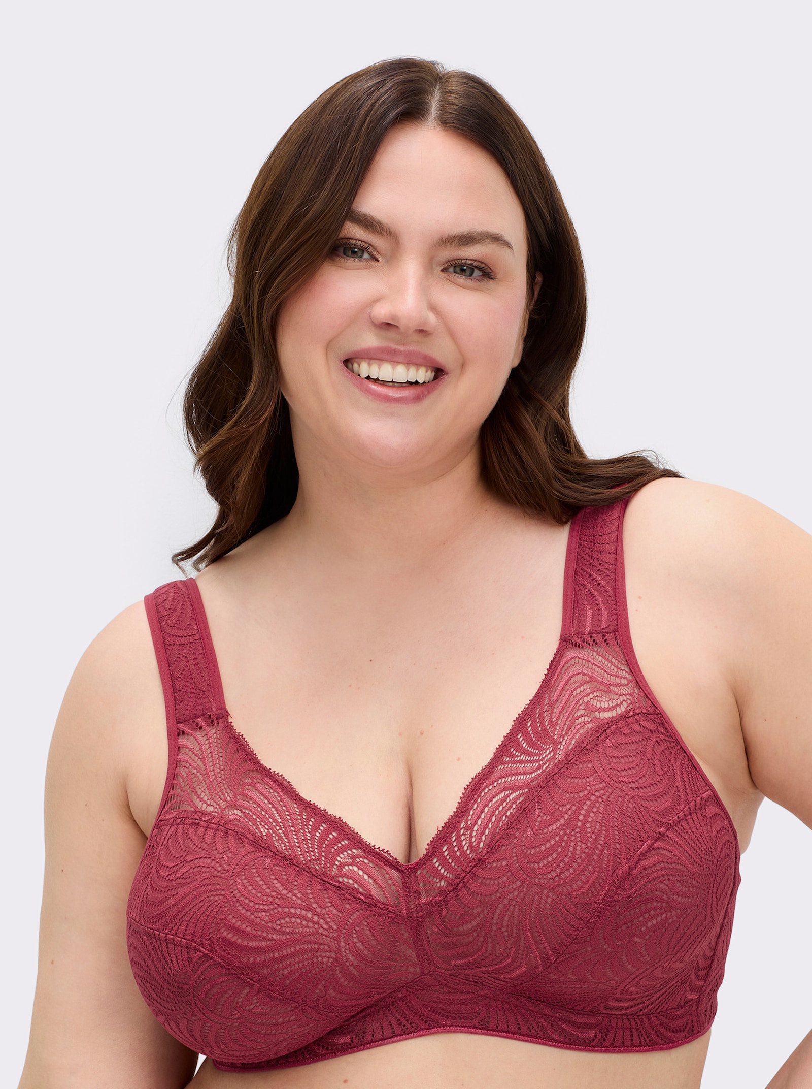 wäschepur BH ohne Bügel aus elastischer Spitze - kirsche