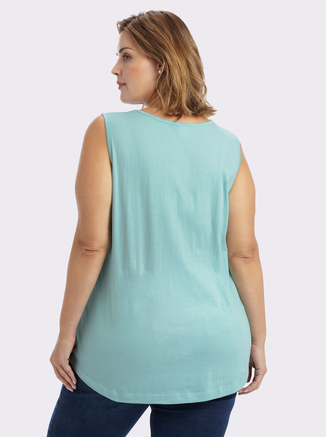 Longtop mit abgerundetem Saum - flieder + mint