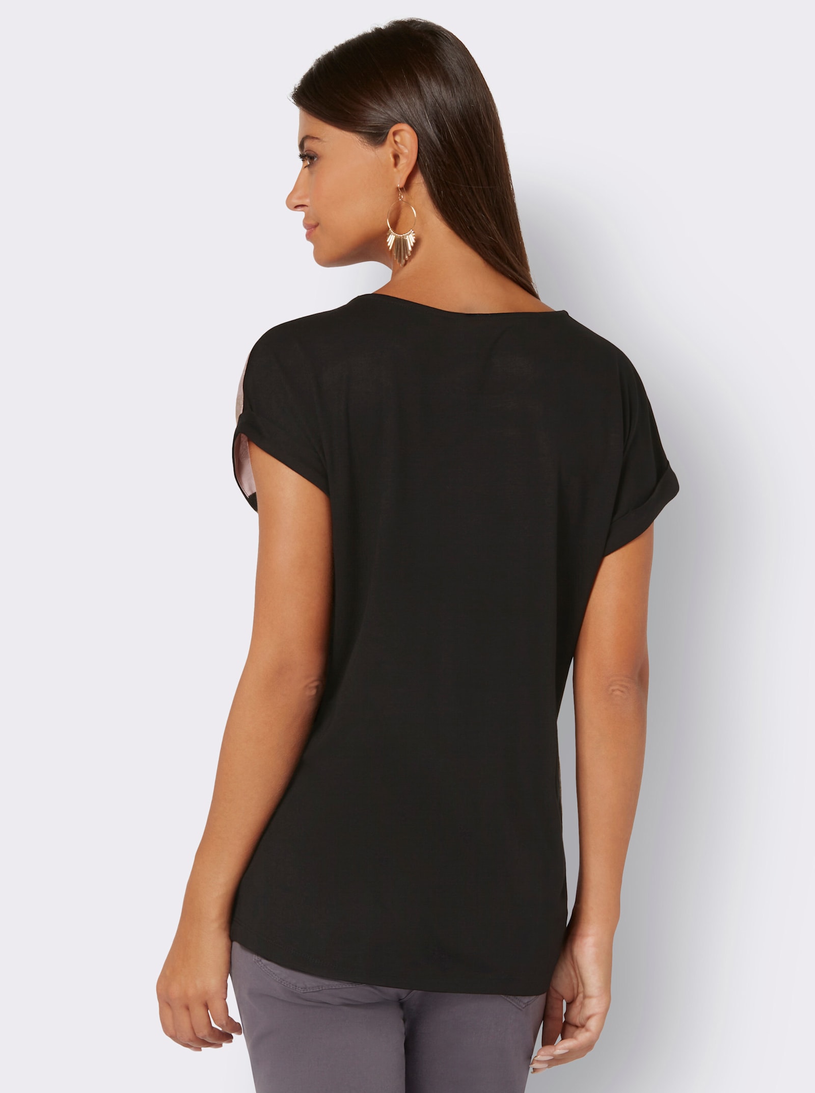 Rundhalsshirt mit platziertem Print - puder-hellgrau-bedruckt