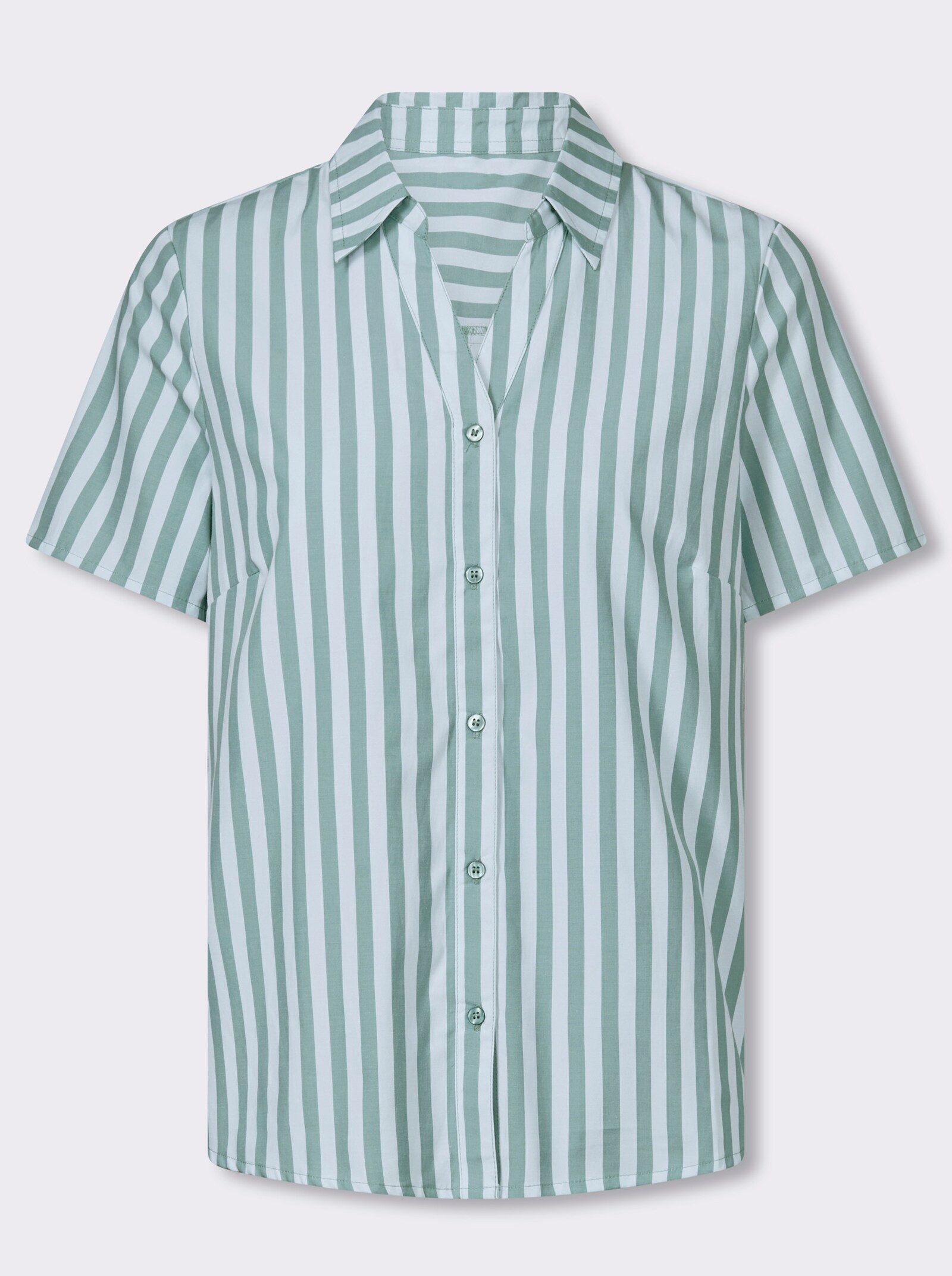 Kurzarm-Bluse mit Längsstreifen - kalkmint-gestreift