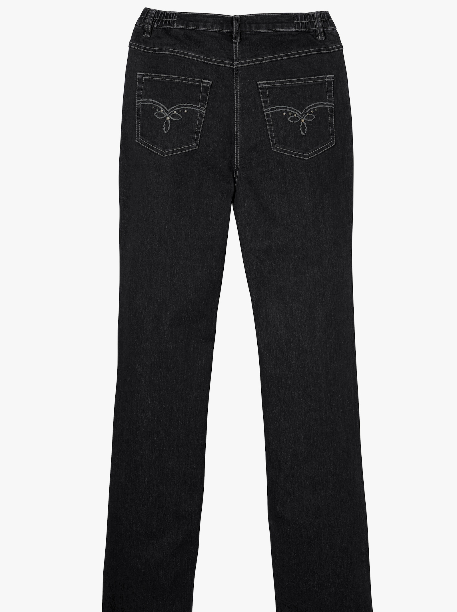 5-pocketjeans met geborduurd motief - black denim
