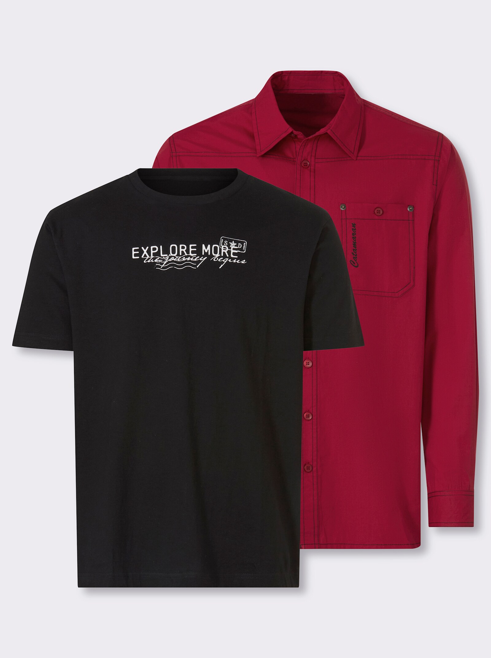 Catamaran Hemd mit Shirt im Set - kirsche + schwarz