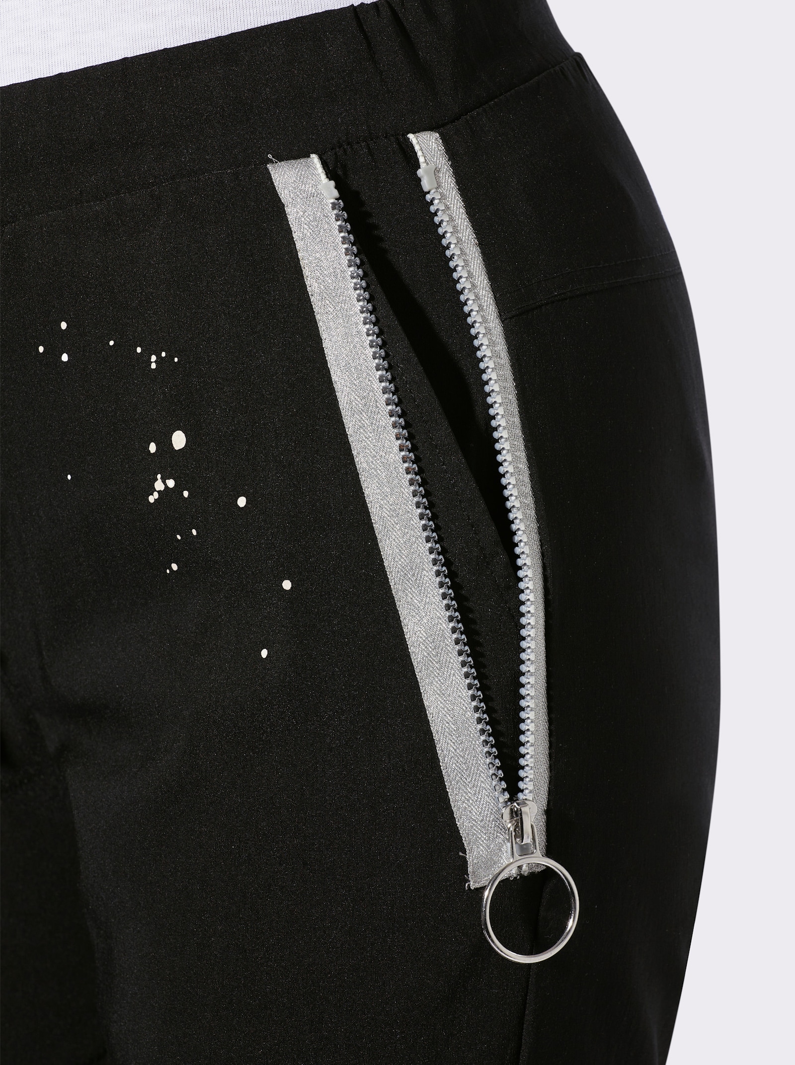 Hose in 7/8-Länge - schwarz-weiß-bedruckt