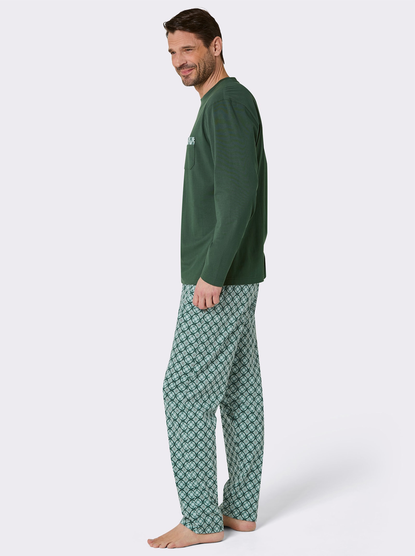 wäschepur men Schlafanzug - moos-jade-bedruckt