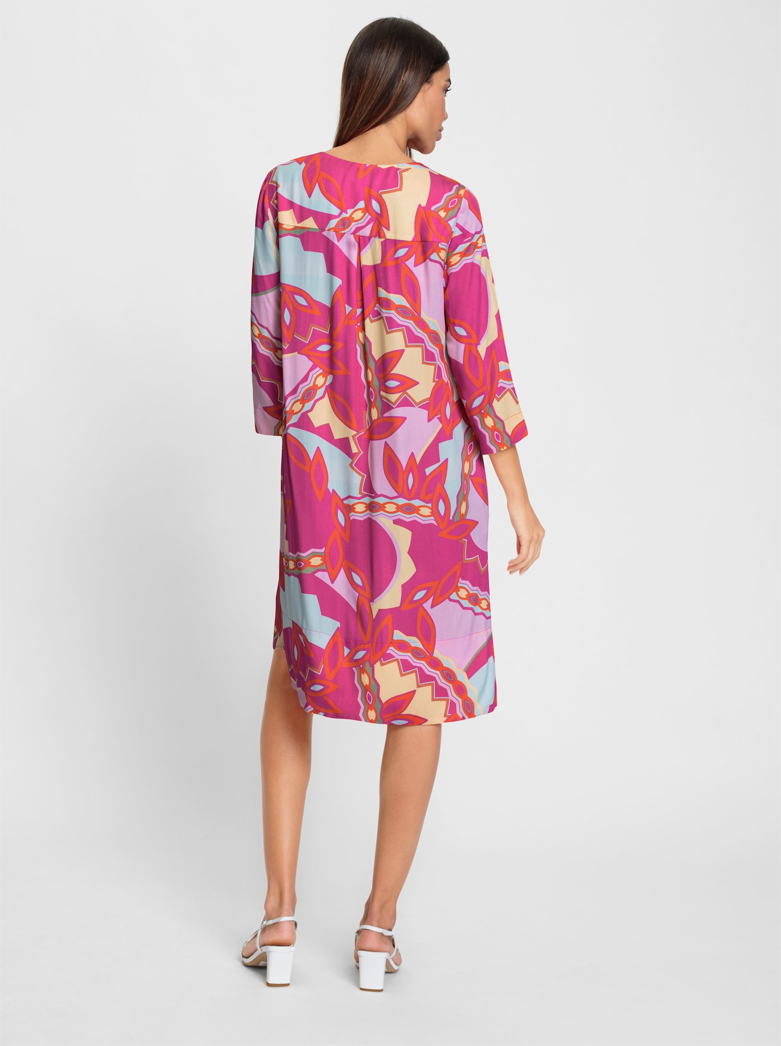 heine Druckkleid mit seitlichen Nahttaschen - orange-fuchsia-bedruckt