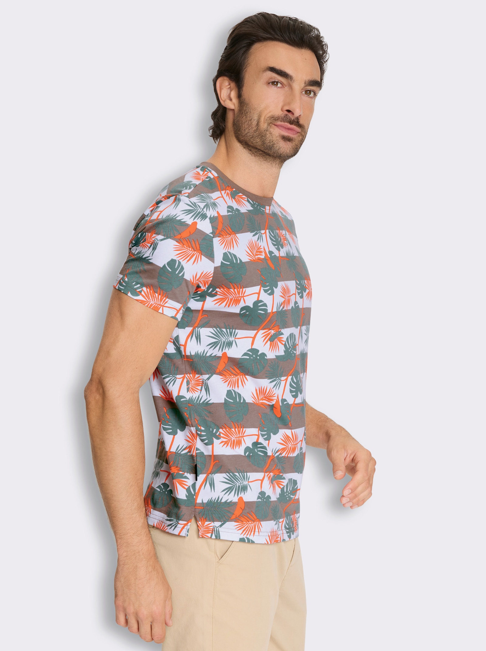 Marco Donati Kurzarmshirt mit Mustermix allover - taupe-bedruckt