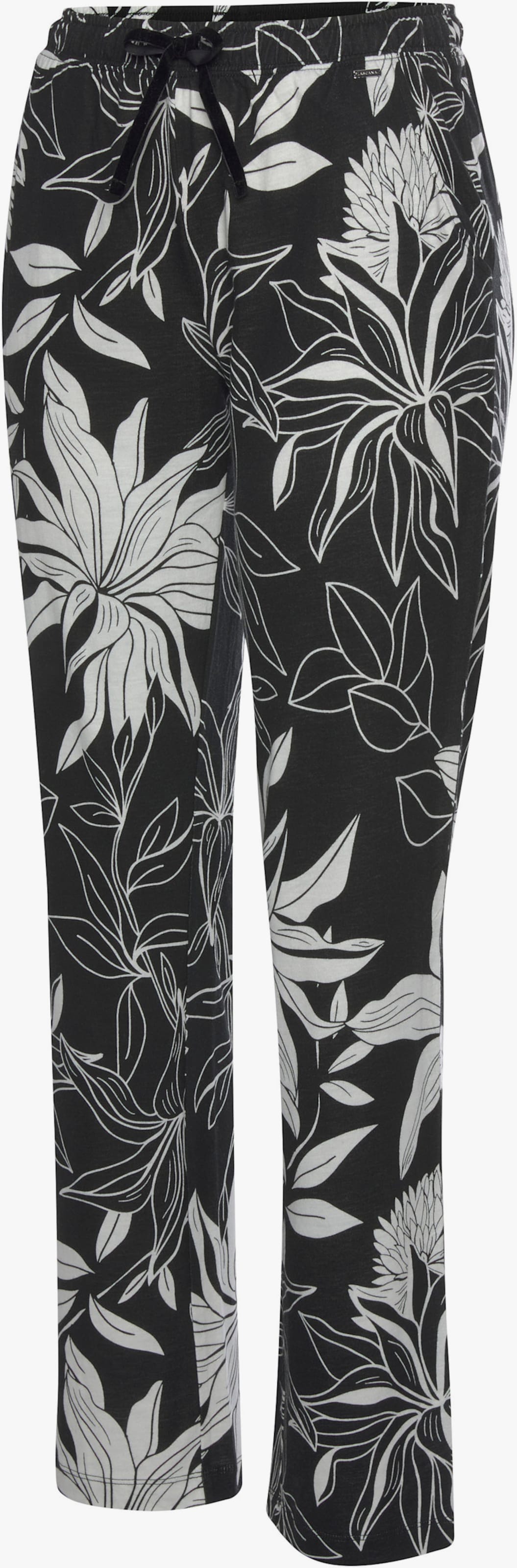 LASCANA Pantalon de nuit - noir à fleurs