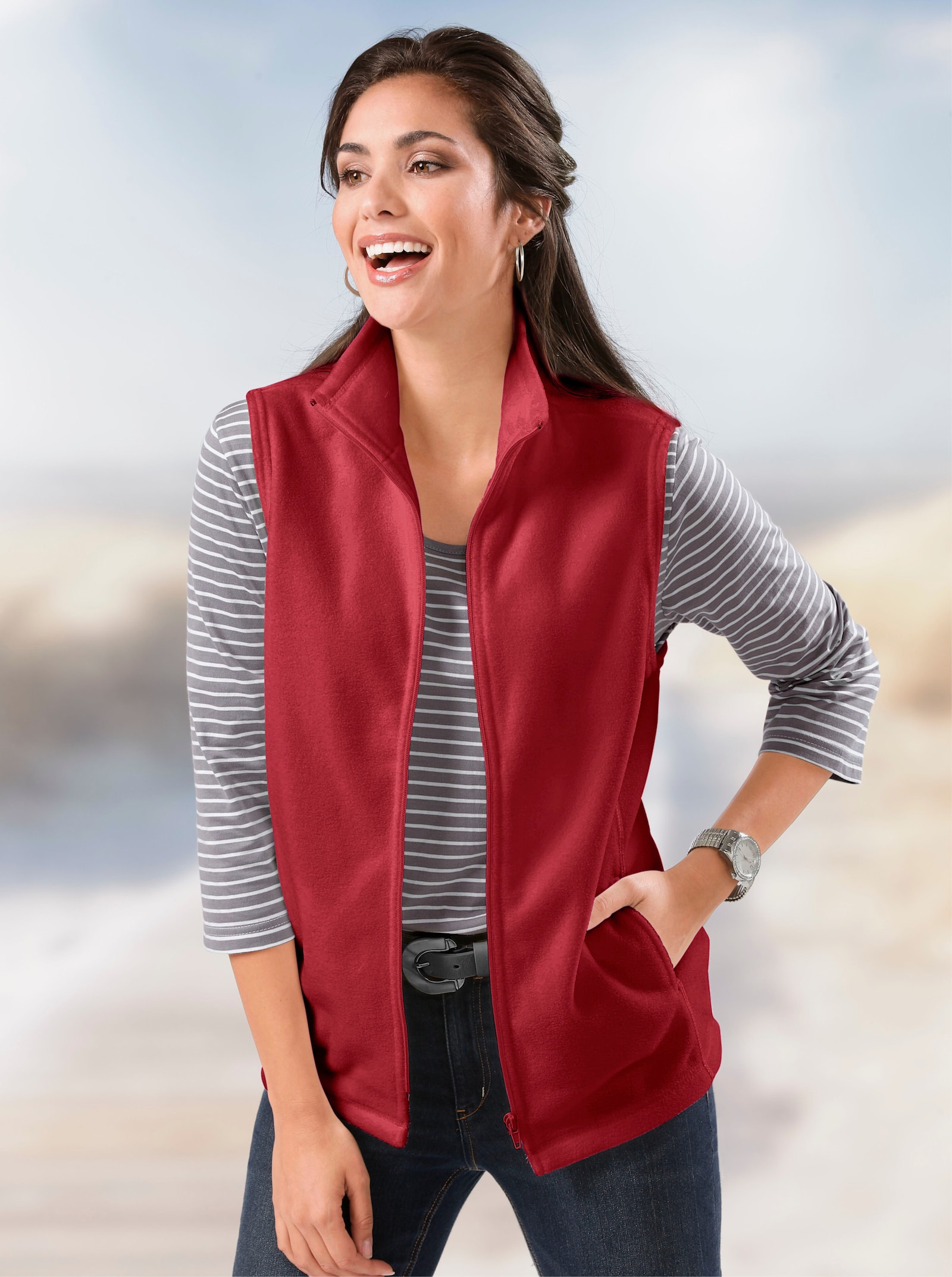 Fleecegilet in antipilling-uitvoering - wijnrood