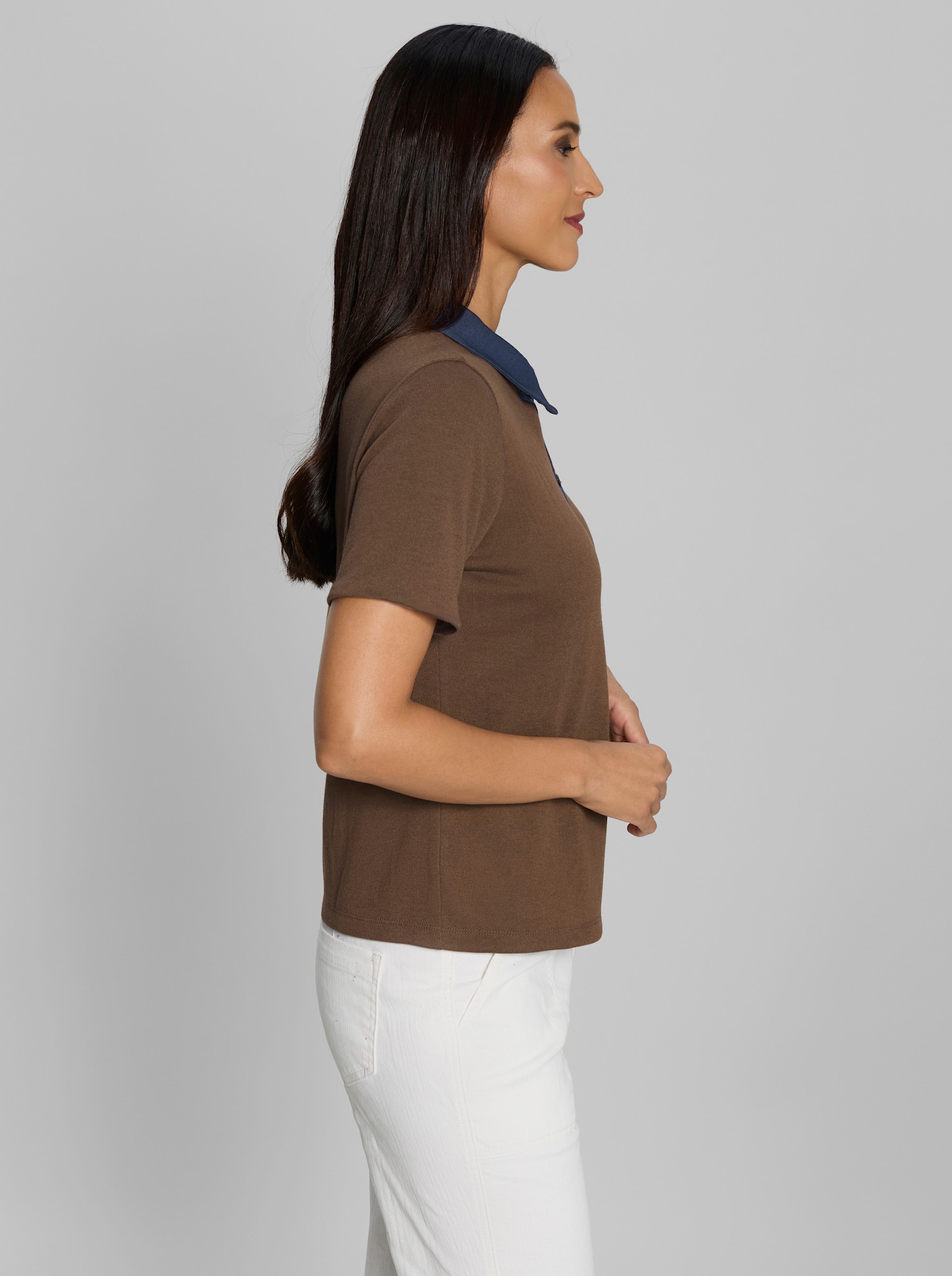 heine Poloshirt mit Denim-Details - schoko
