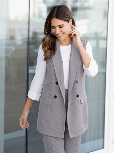 Weste in Melange-Optik - hellgrau-meliert