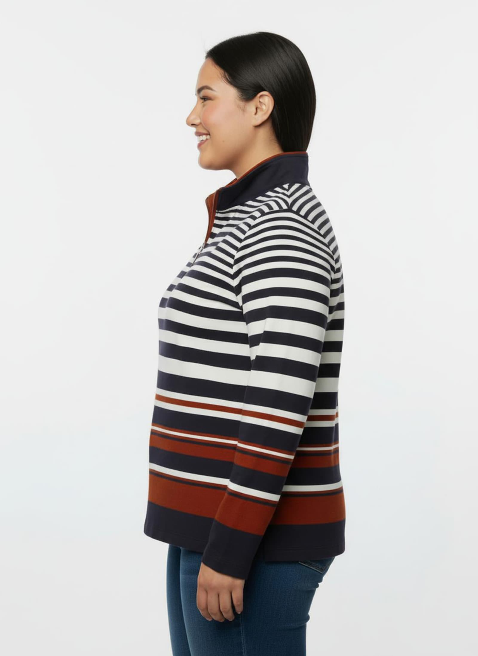 Sweatshirt im Streifen-Dessin - marine-rot-gestreift