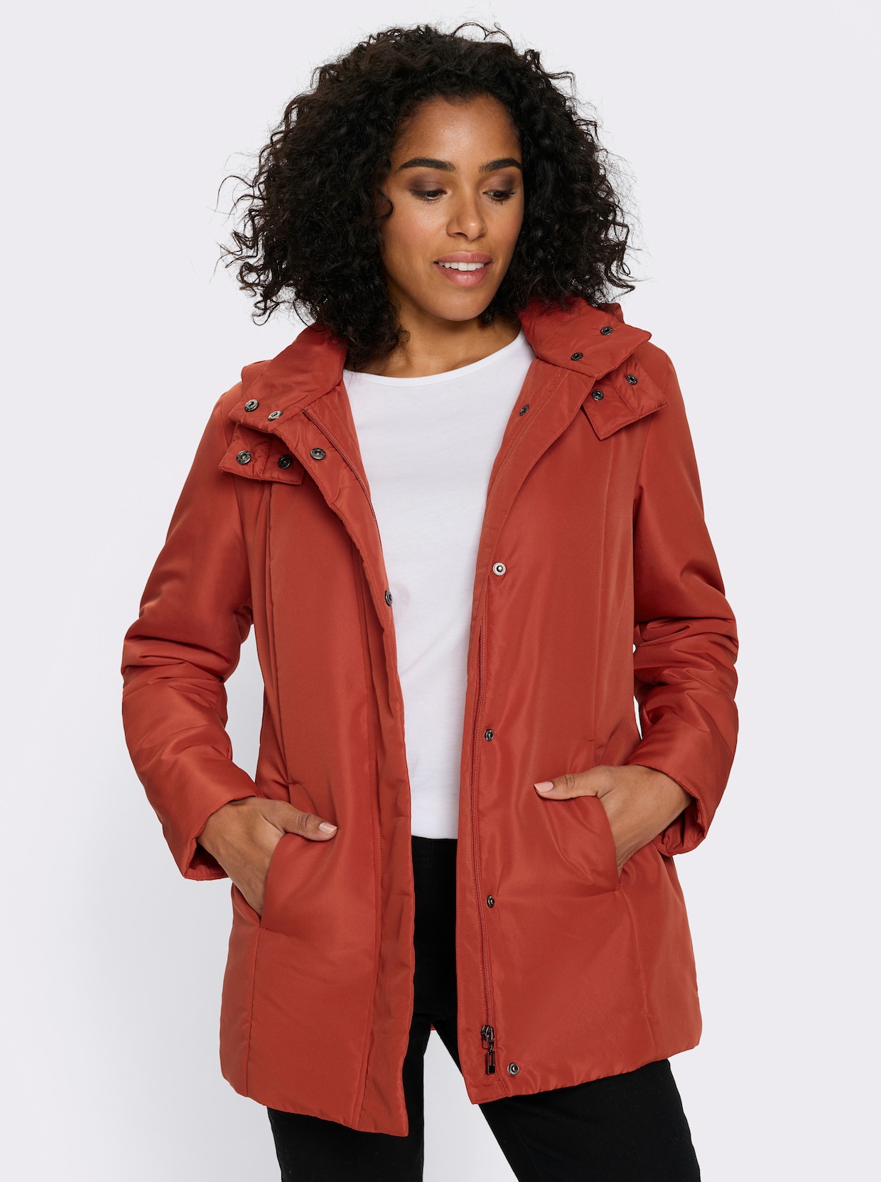 Freizeitjacke mit Kapuze - rostrot