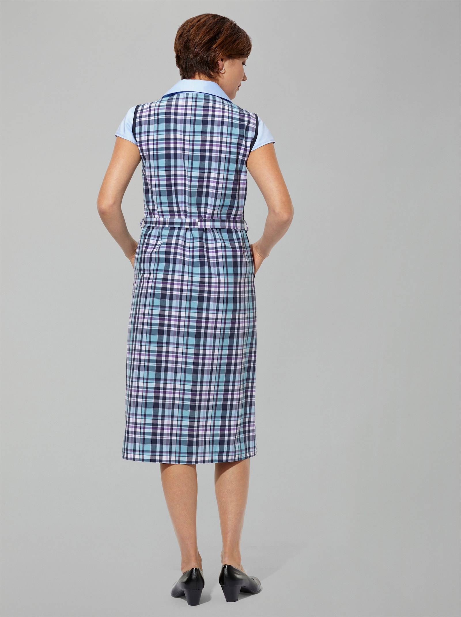 RV-Schürze im gewebten Karomuster - marine-flieder