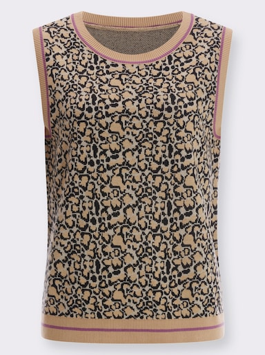 Pullunder - beige-schwarz-gemustert