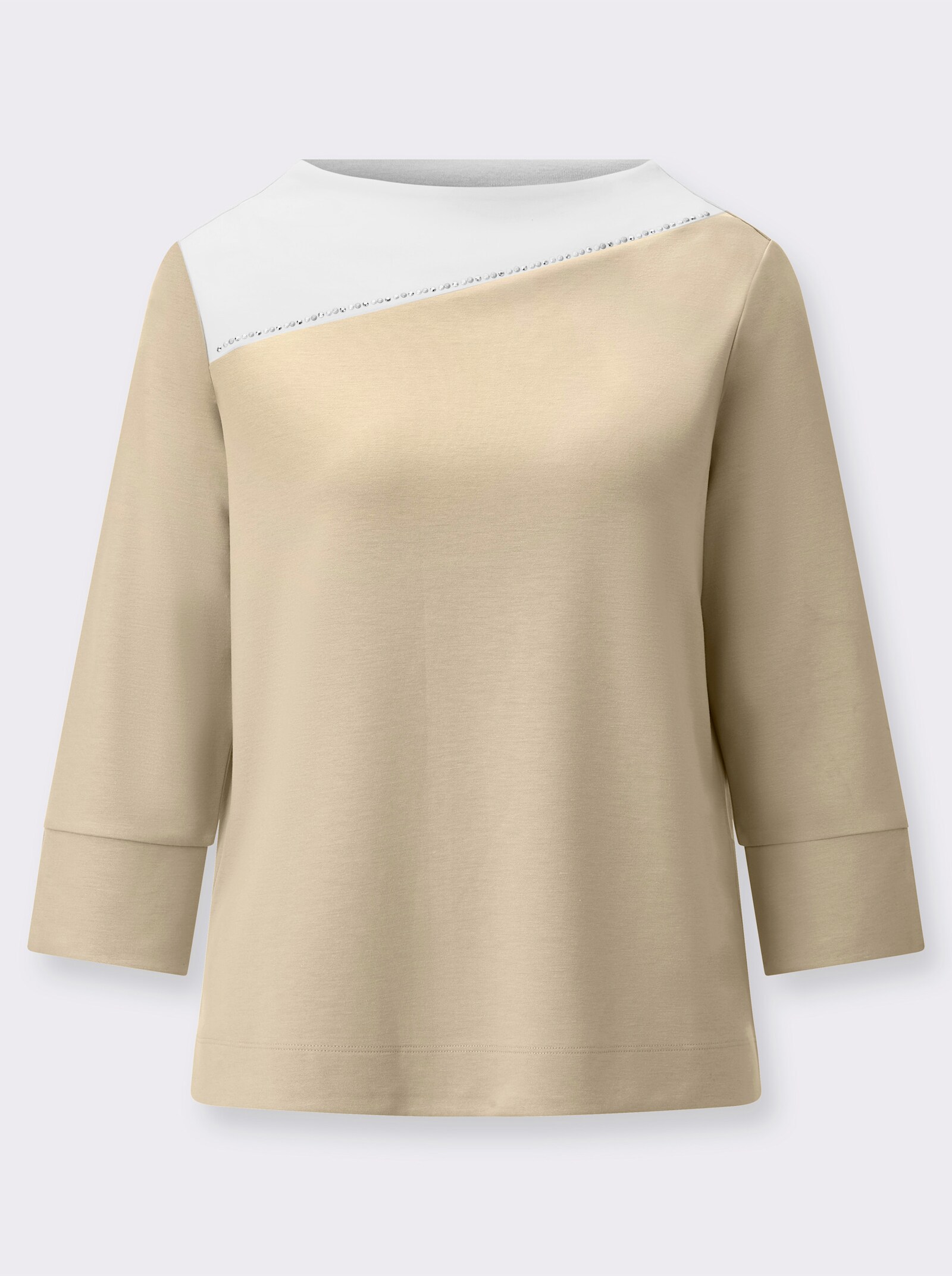 Sweatshirt mit Kelchkragen - sand-champagner