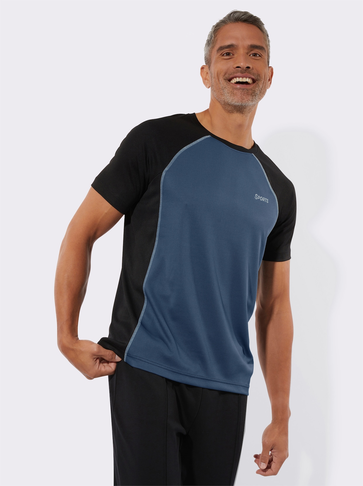 Sportshirt - schwarz-dunkelblau