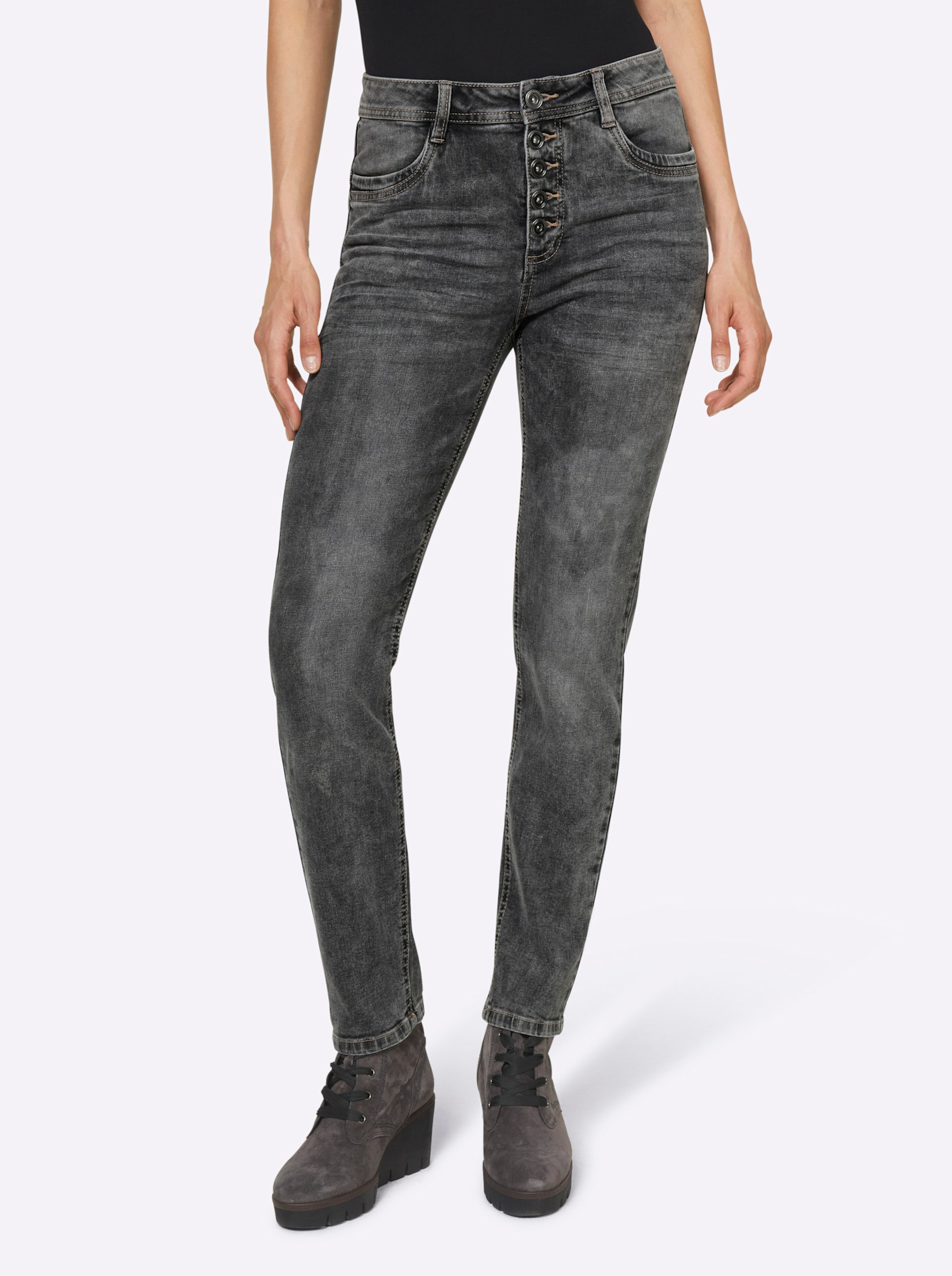 Witt Damen Push-up-Jeans, grey-denim