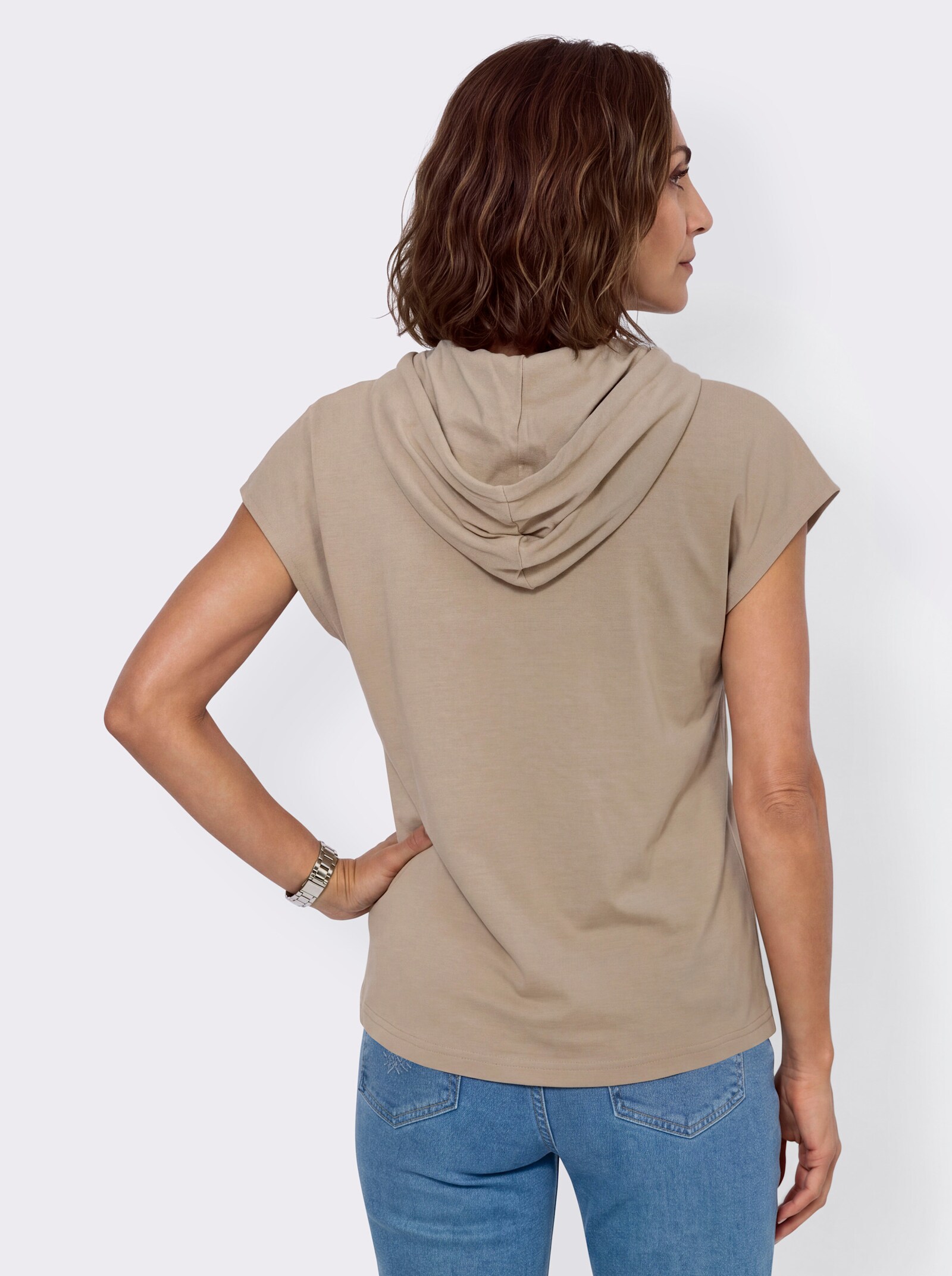 Kapuzenshirt mit Druckmuster vorne - sesam-ecru-bedruckt