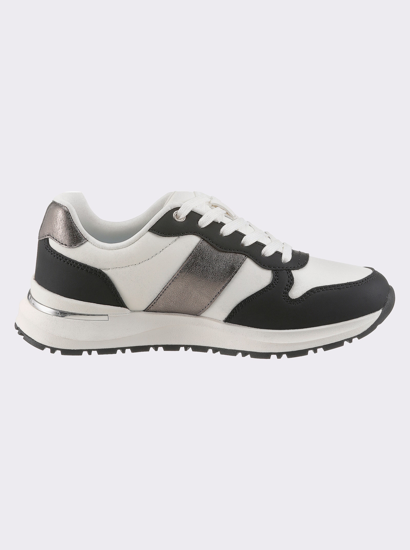 heine Sneaker mit Metallic-Akzenten - weiß-schwarz-altsilber