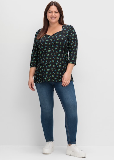 sheego T-Shirt - schwarz-gemustert