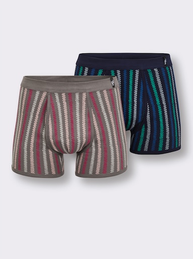 wäschepur men Hose kurz - anthrazit-bedruckt + marine-bedruckt