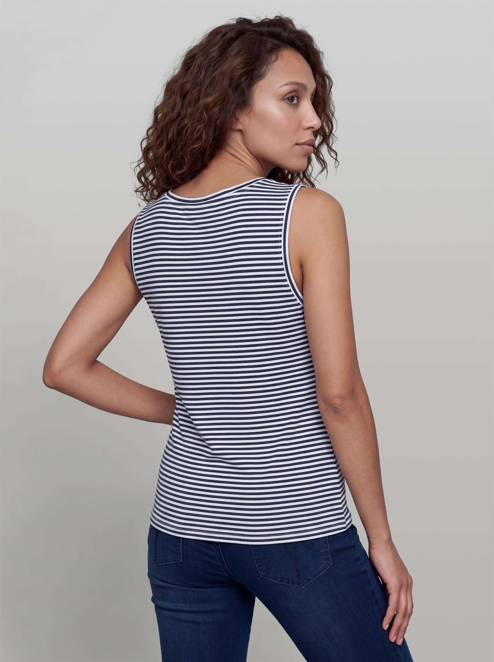 heine Shirttop im Doppelpack - marine-weiß-geringelt + weiß