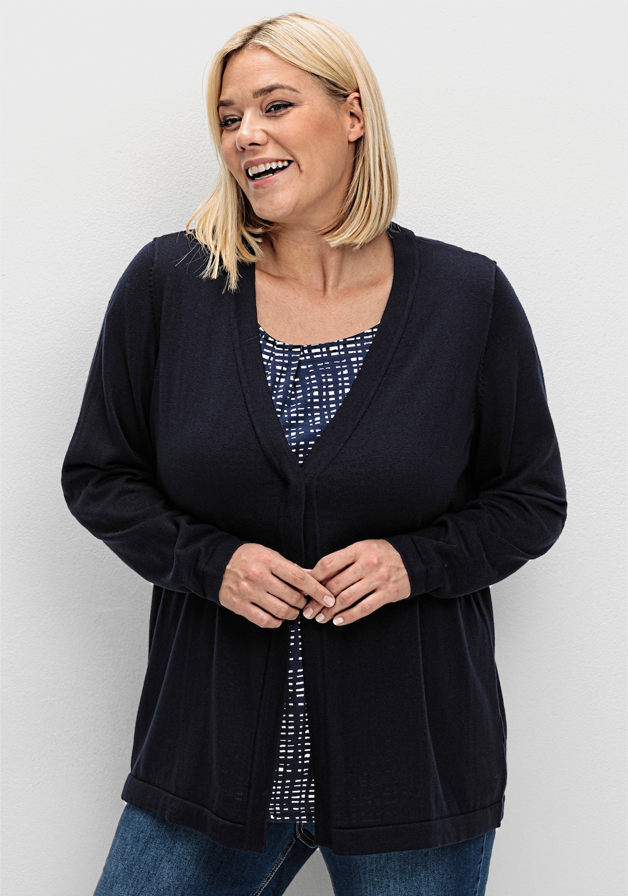 sheego Feinstrickjacke - tiefblau