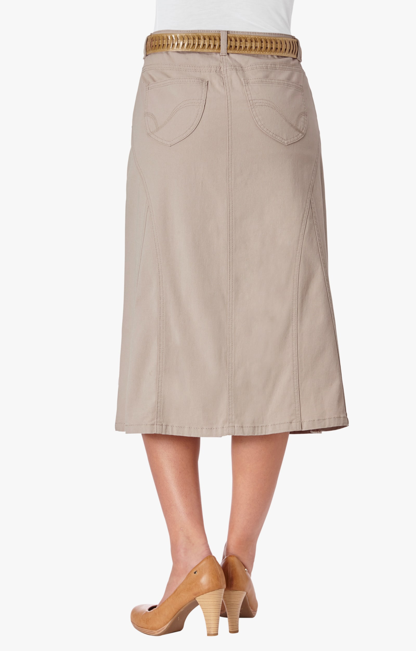 Sommerrock in langer, ausgestellter Form - beige