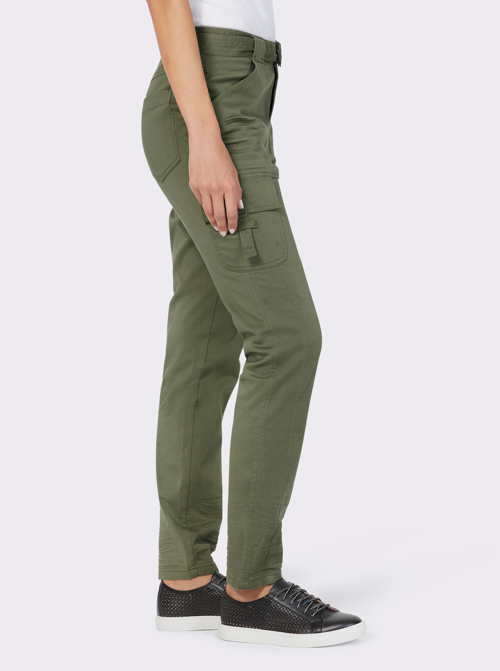 heine Cargohose mit Textilgürtel - khaki