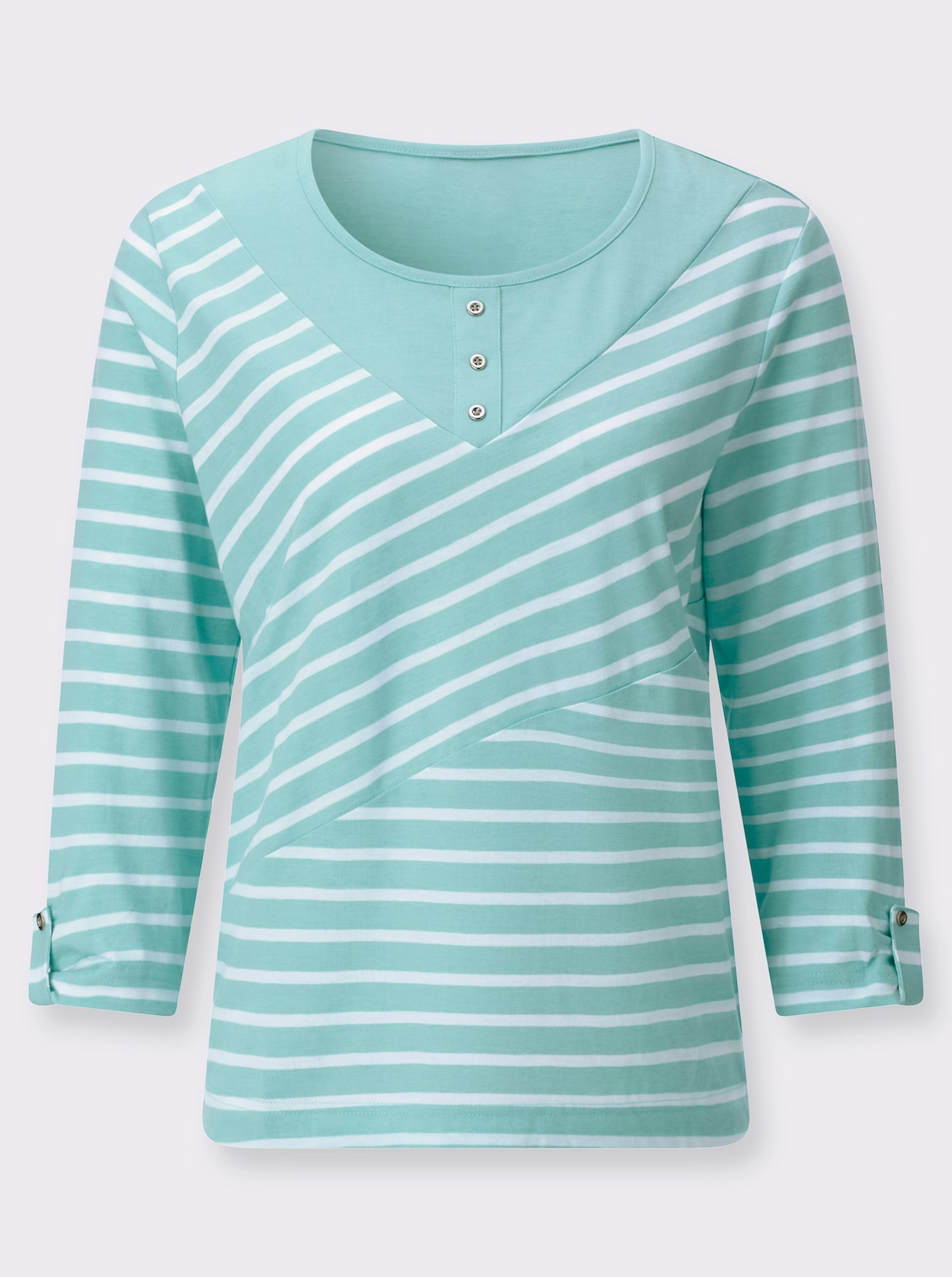 Ringelshirt - mint-ecru-gemustert