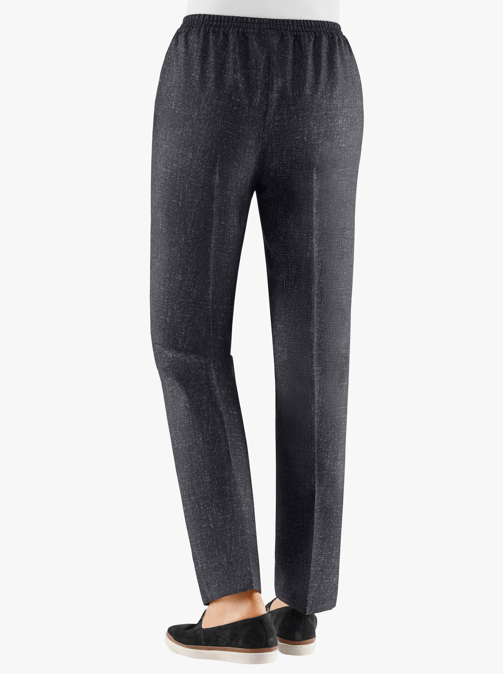 Comfortbroek in jeanslook - grijs gemêleerd + zwart gemêleerd