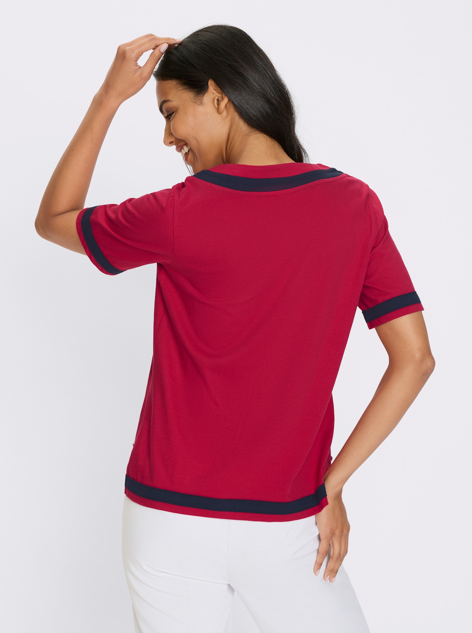 Tričko, krátke rukávy, pruhy - Červená – námornícka modrá