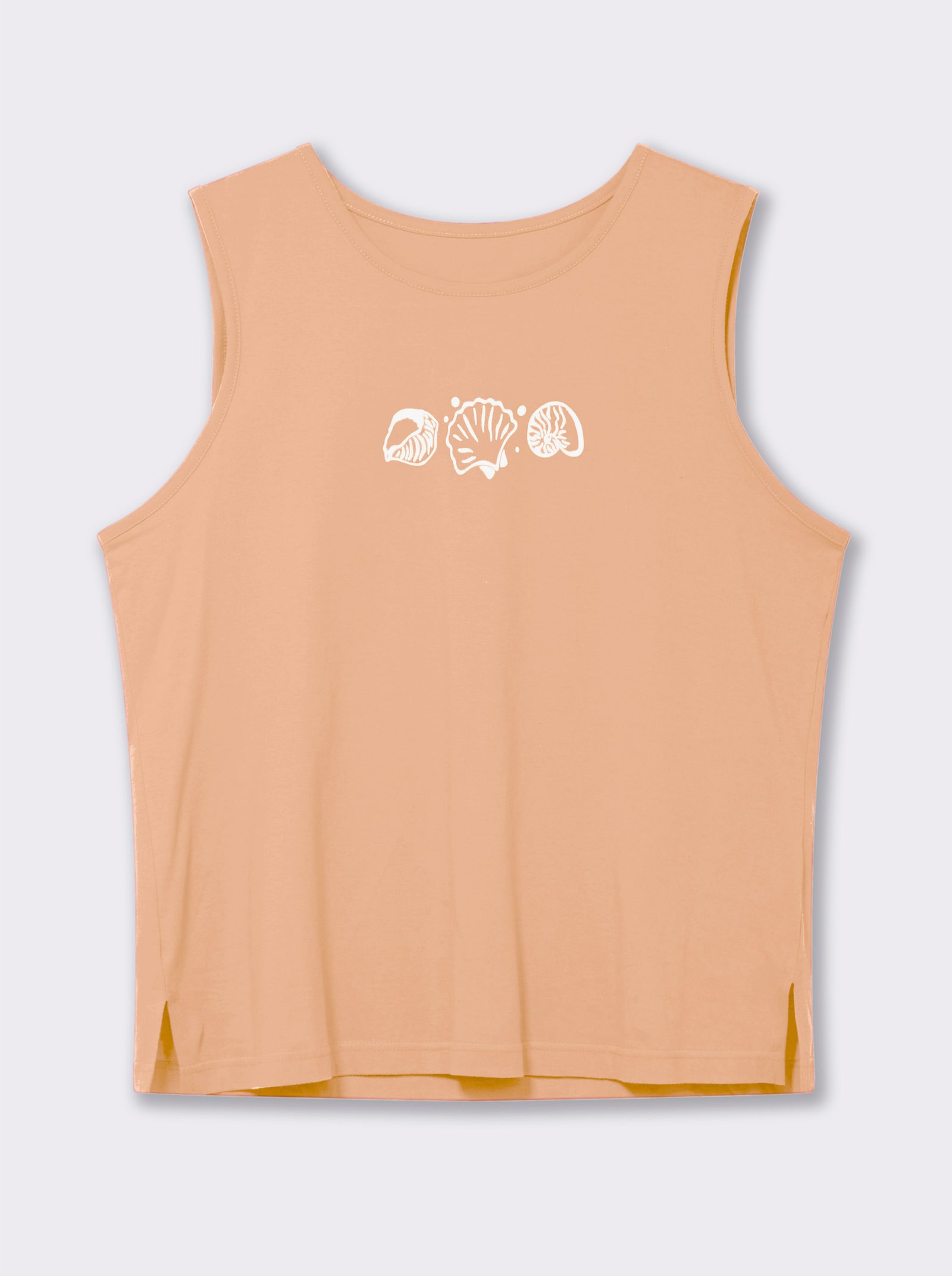 Shirttop mit Seitenschlitzen - apricot