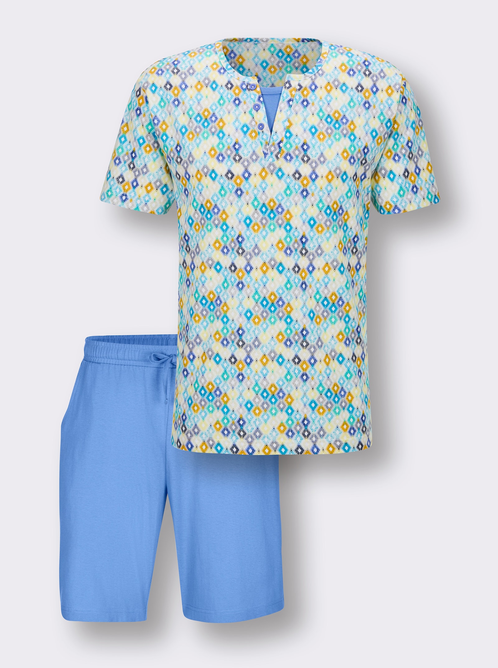 wäschepur men Shorty - mittelblau-türkis-bedruckt