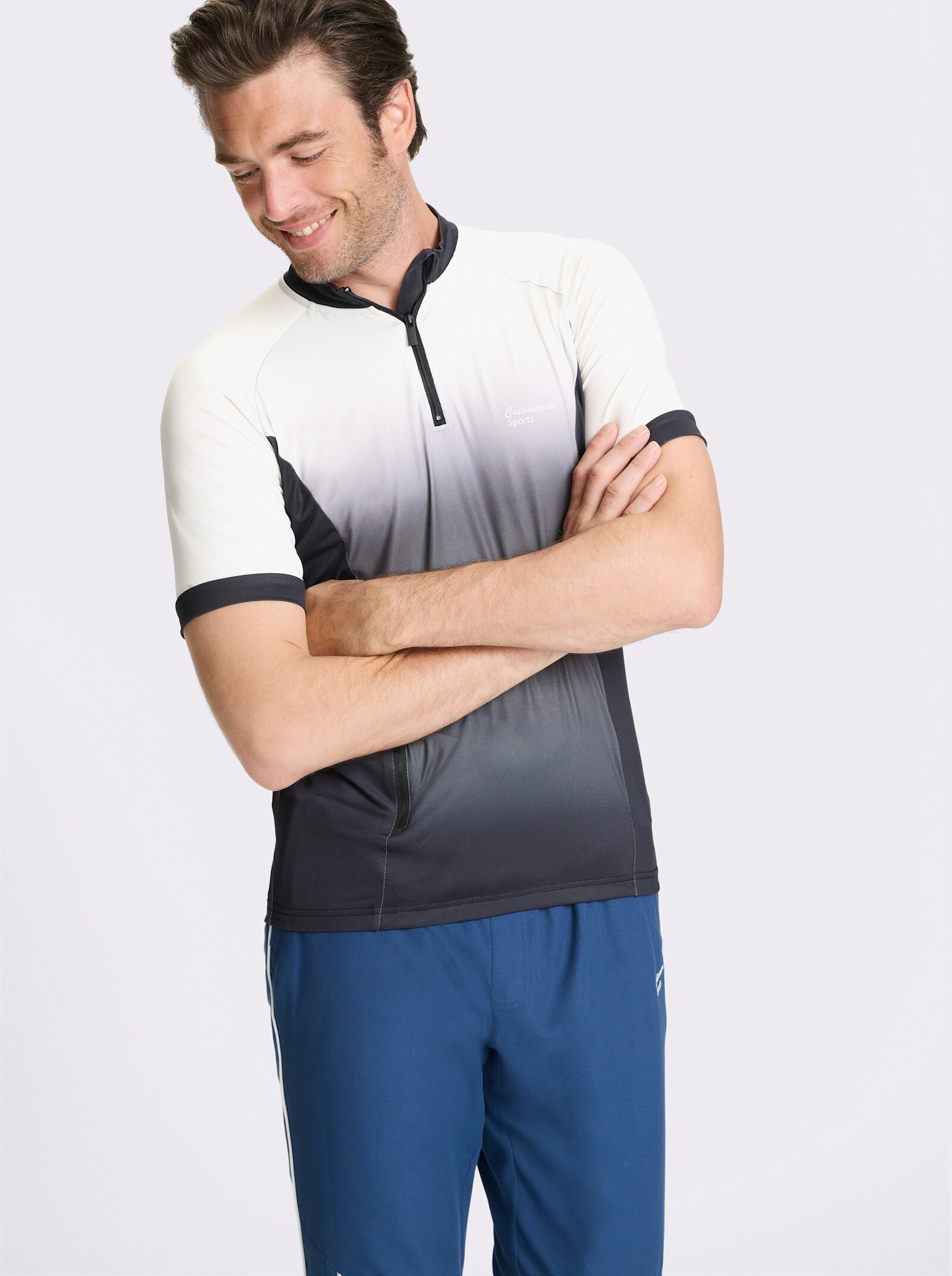 Catamaran Sports Funktionsshirt mit Reißverschluss-Taschen hinten - schwarz